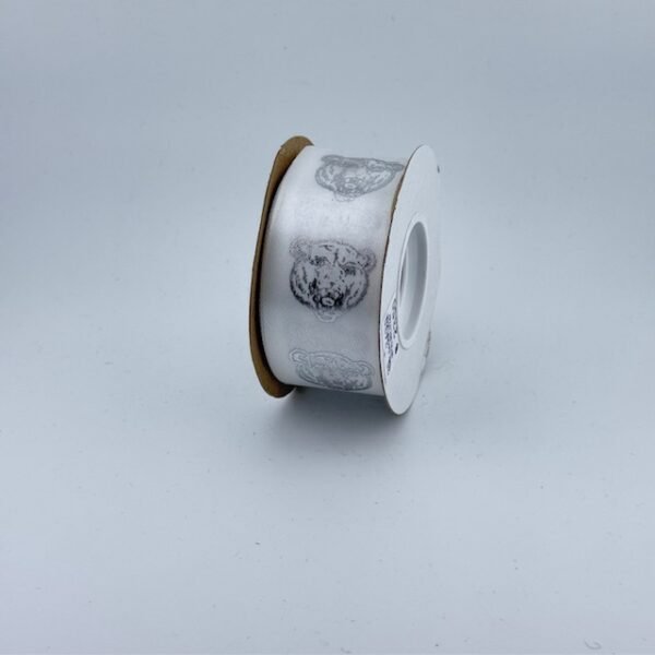 Ribbon - #9 Printed Ribbon  - Bears - 1 3/8"x25yds - White / Silver