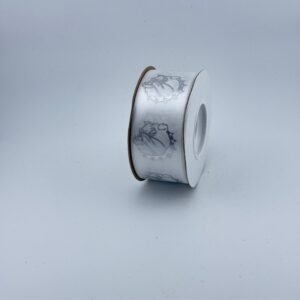 Ribbon - #9 Printed Ribbon  - Bulldogs - 1 3/8"x25yds - White / Silver
