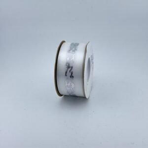 Ribbon - #9 Printed Ribbon  - Marching Band - 1 3/8"x25yds - White / Silver