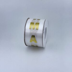 Ribbon - #16 Printed Ribbon  - Freshman - 2"x25yds - White / Gold
