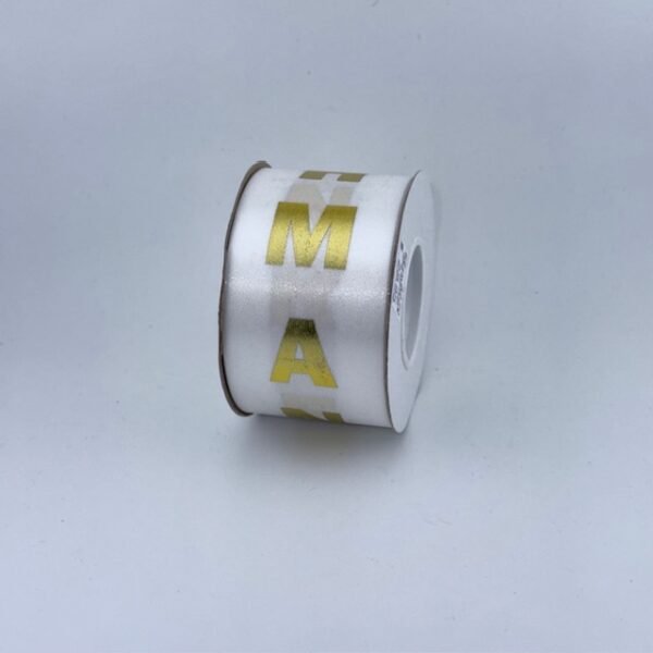 Ribbon - #16 Printed Ribbon  - Freshman - 2"x25yds - White / Gold