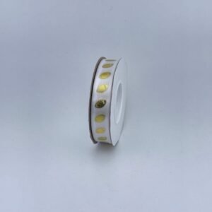 Ribbon - #3 Printed Ribbon - Footballs - 5/8"x25yds - White / Gold