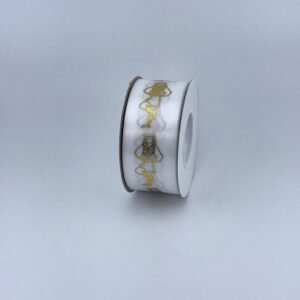 Ribbon - #9 Printed Ribbon  - Drill Girl - 1 3/8"x25yds - White / Gold