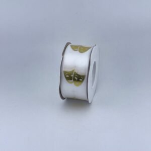 Ribbon - #9 Printed Ribbon  - Drama - 1 3/8"x25yds - White / Gold