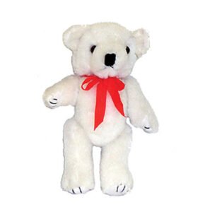 Plush - 5" White Jointed Teddy Bear w Red Bow - (12pcs)
