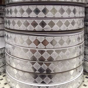 Ribbon – Diamond Dust Pattern – Dymondz (Diamond Dust Pattern ) #3 – 100 yds – Metallic Silver