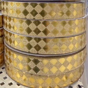 Ribbon – Diamond Dust Pattern – Dymondz (Diamond Dust Pattern ) #5 – 100 yds – Metallic Gold