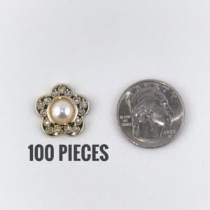 Pearl Heart Flower - Gold - (100pc)