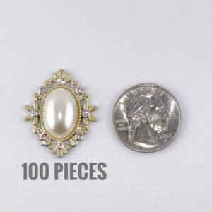 Pearl Heart Oval - Gold - (100pc)