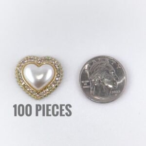 Pearl Heart Large - Gold - (100pc)