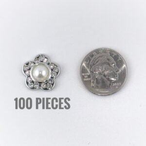 Pearl Heart Flower - Silver - (100pc)