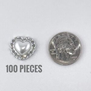 Pearl Heart Small - Silver - (100pc)