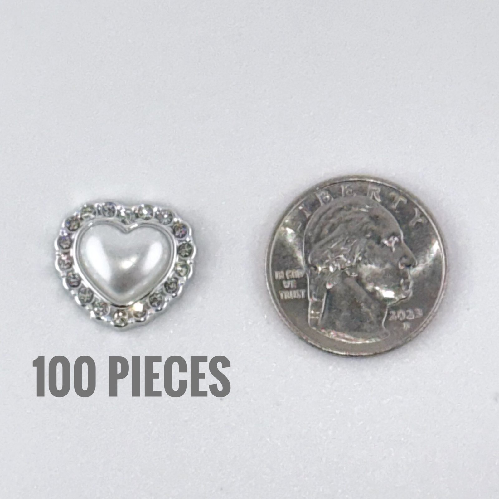 Pearl Heart Small - Silver - (100pc)