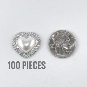 Pearl Heart Large - Silver - (100pc)