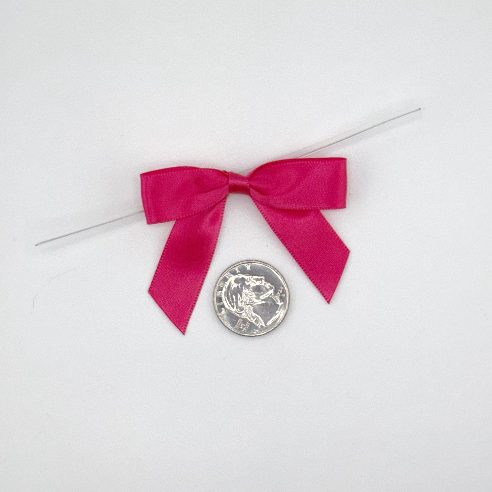 Small Bow - Double Faced Satin - 2x1" - Hot Pink - (12pc)