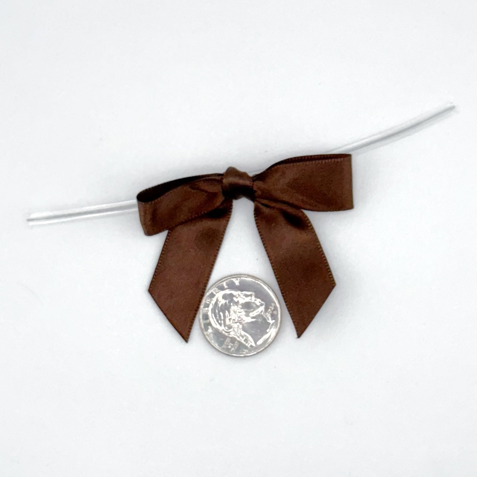 Small Bow - Double Faced Satin - 2x1" - Brown - (12pc)