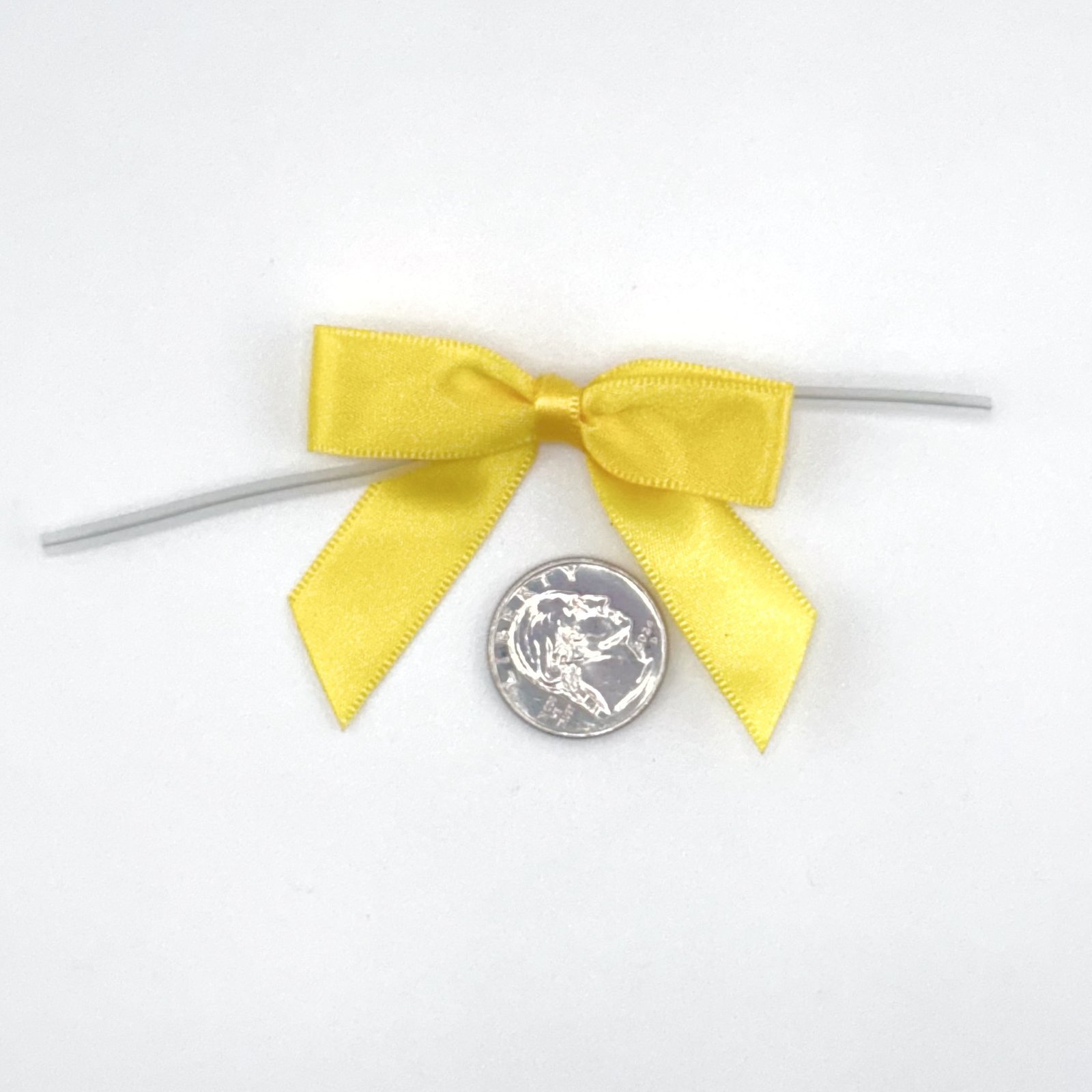 Small Bow - Double Faced Satin - 2x1" - Yellow - (12pc)