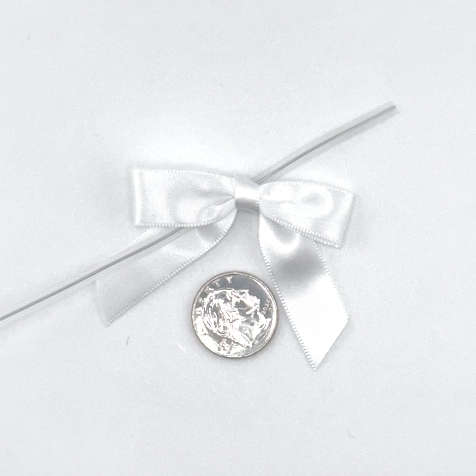 Small Bow - Double Faced Satin - 2x1" - White - (12pc)