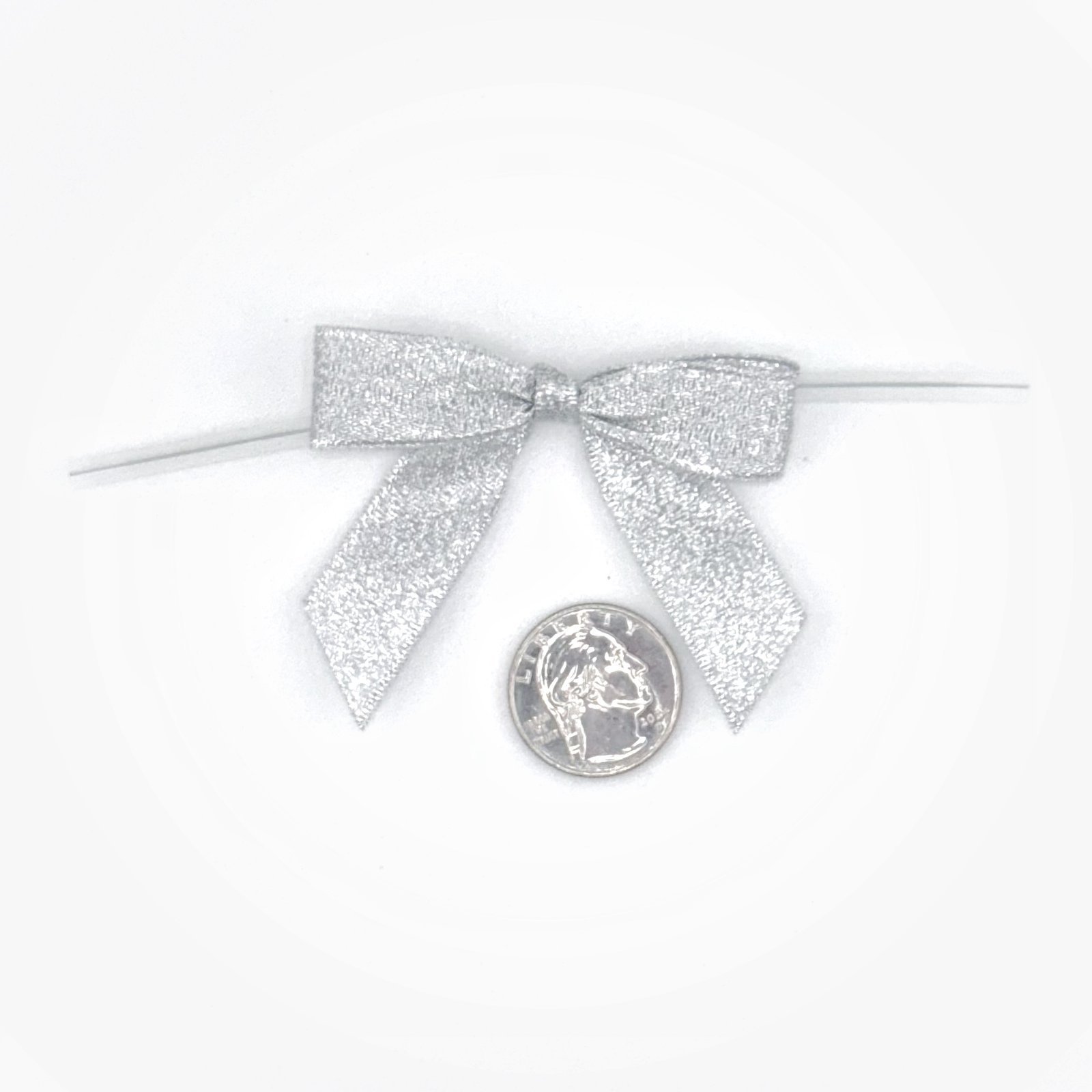 Small Bow - Taffeta - 2"x1" - Metallic Silver - (12pc)
