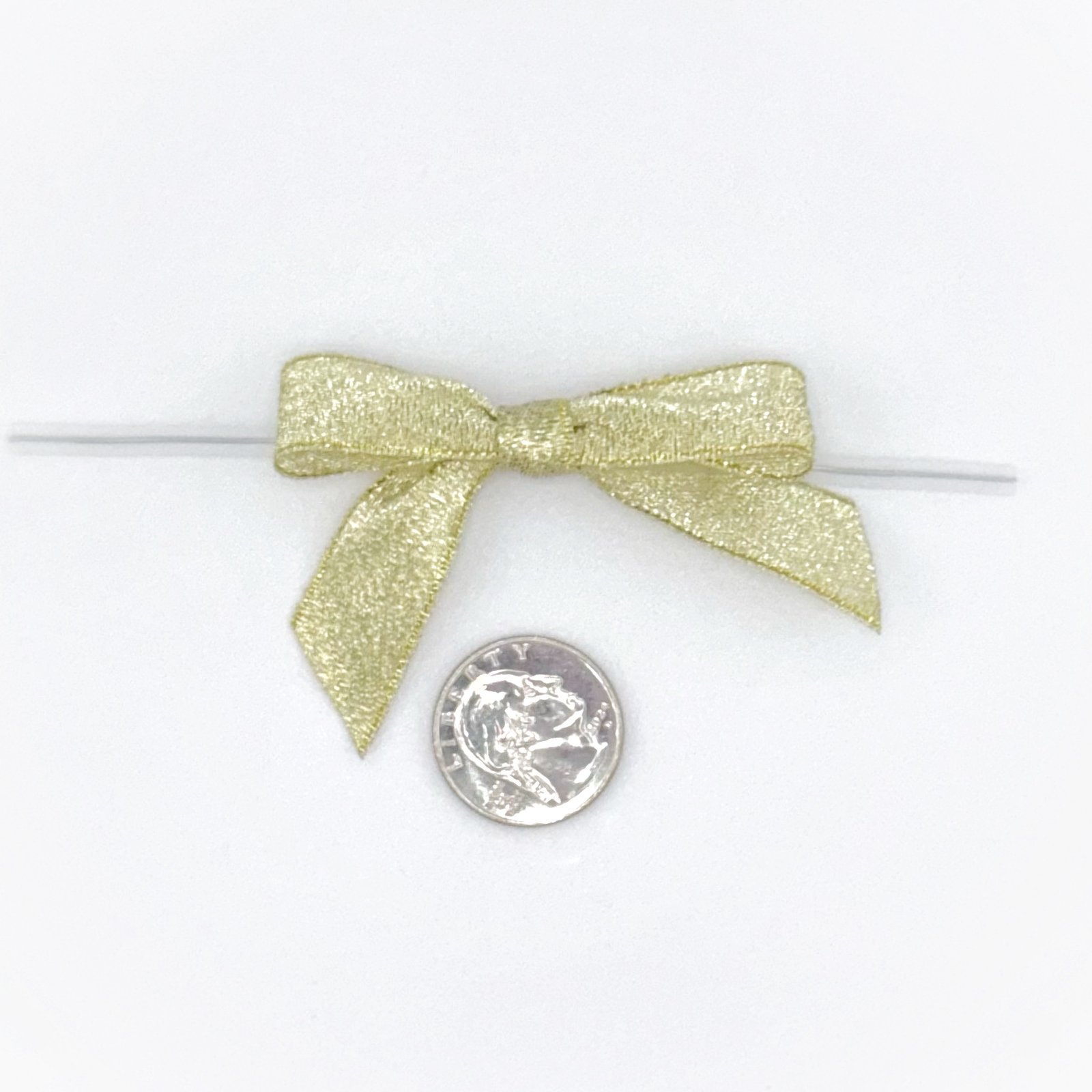 Small Bow - Taffeta - 2"x1" - Metallic Gold - (12pc)