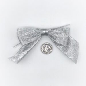 Large Bow - Taffeta - 4x3" - Metallic Silver - (50pc)