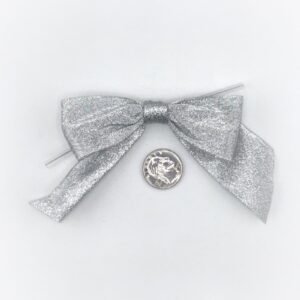 Large Bow - Taffeta - 4x3" - Metallic Silver - (12pc)