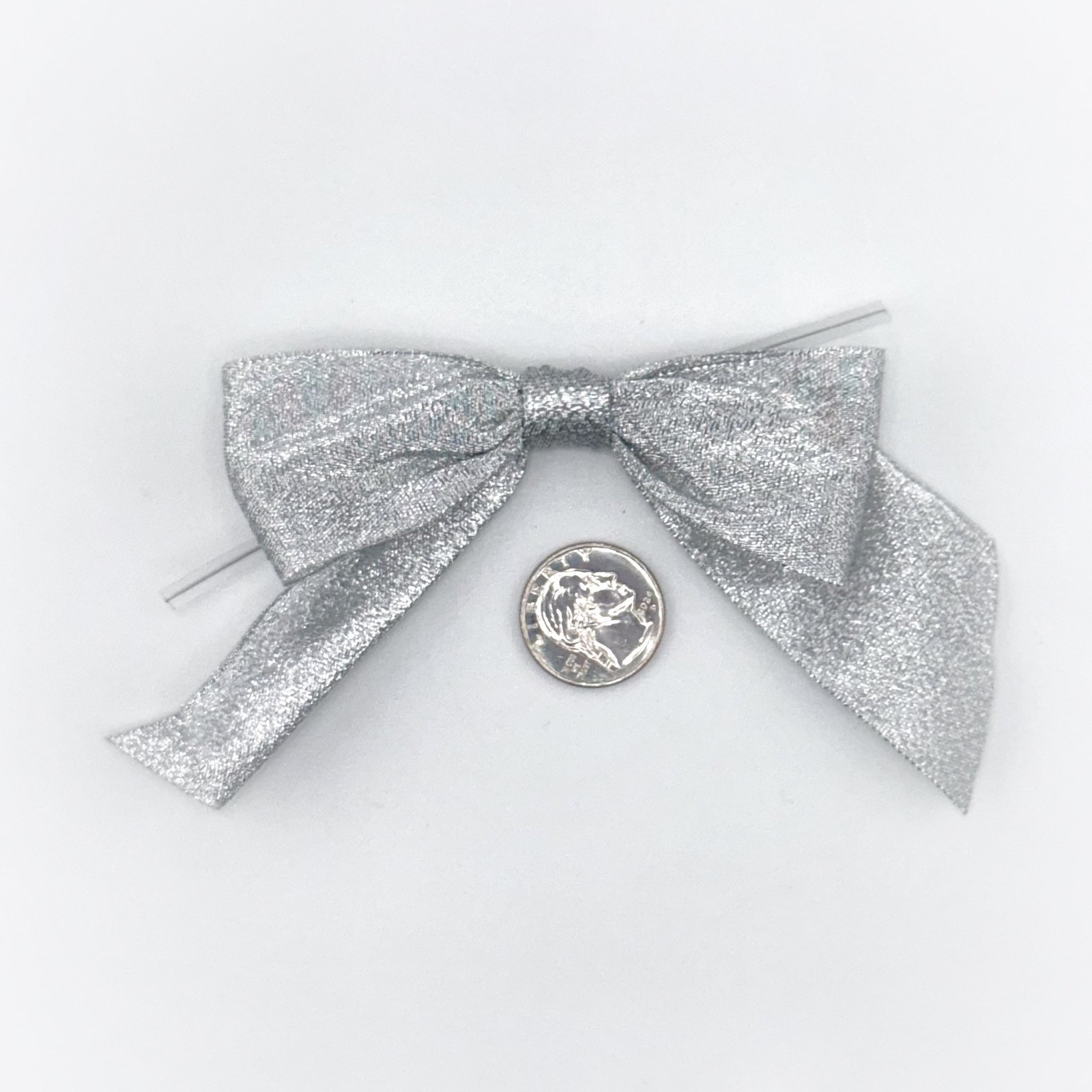 Large Bow - Taffeta - 4x3" - Metallic Silver - (12pc)