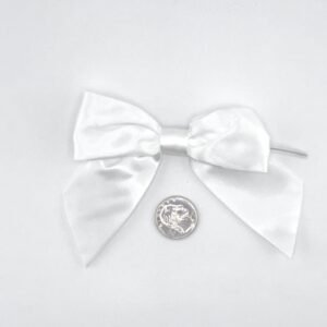 Large Bow - Double Faced Satin - 4x3" - White - (12pc)