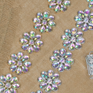Garland - Bling Trim Rhinestone Daisy - Iridescent Gold - 2 yards