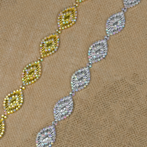 Garland - Bling Trim Rhinestone Oval - Gold - 5 yards