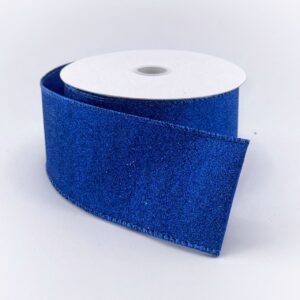 Ribbon - Wired Flat Glitter Ribbon - 2.5in (#40) - Royal Blue