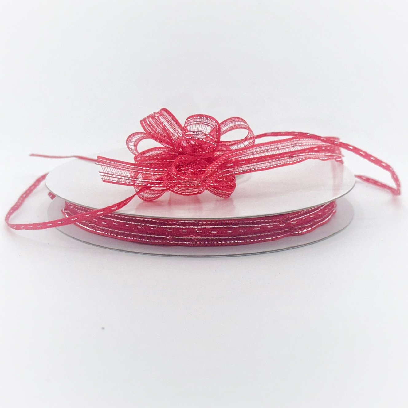 Ribbon - Pull Bow Ribbon - 25 yds - Red/Silver