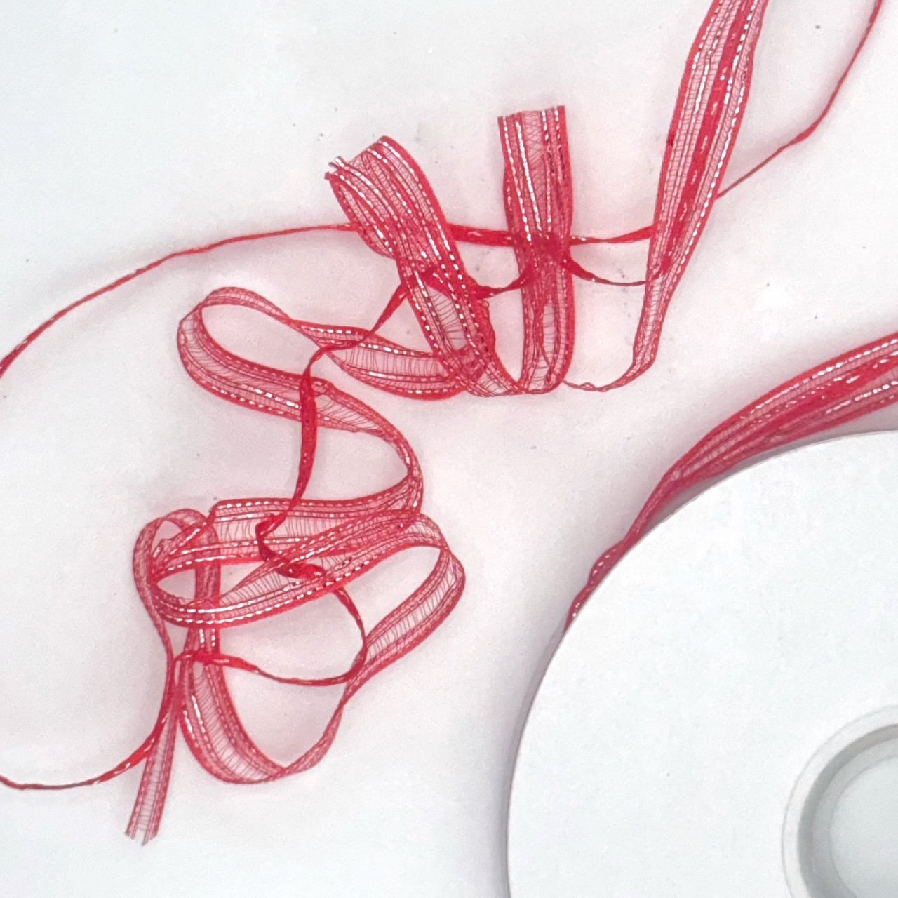 Ribbon - Pull Bow Ribbon - 25 yds - Red/Silver - Image 2