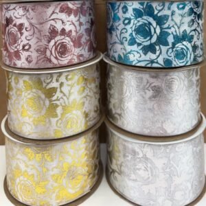 Rose print foil stamped ribbon