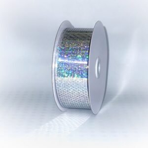 Ribbon - Holographic  Star Punch #9 - 1.5" x 44 yds - Metallic Silver