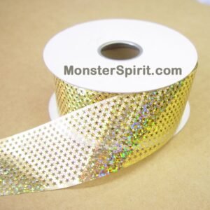 Ribbon - Holographic Star Punch #9 - 1.5" x 44 yds - Metallic Gold