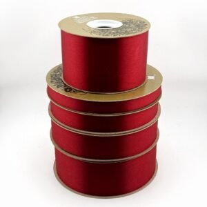 Ribbon - Satin Lustre / Luster (Gold Label) - #3 - 9/16" x 100 yds - Holiday Red