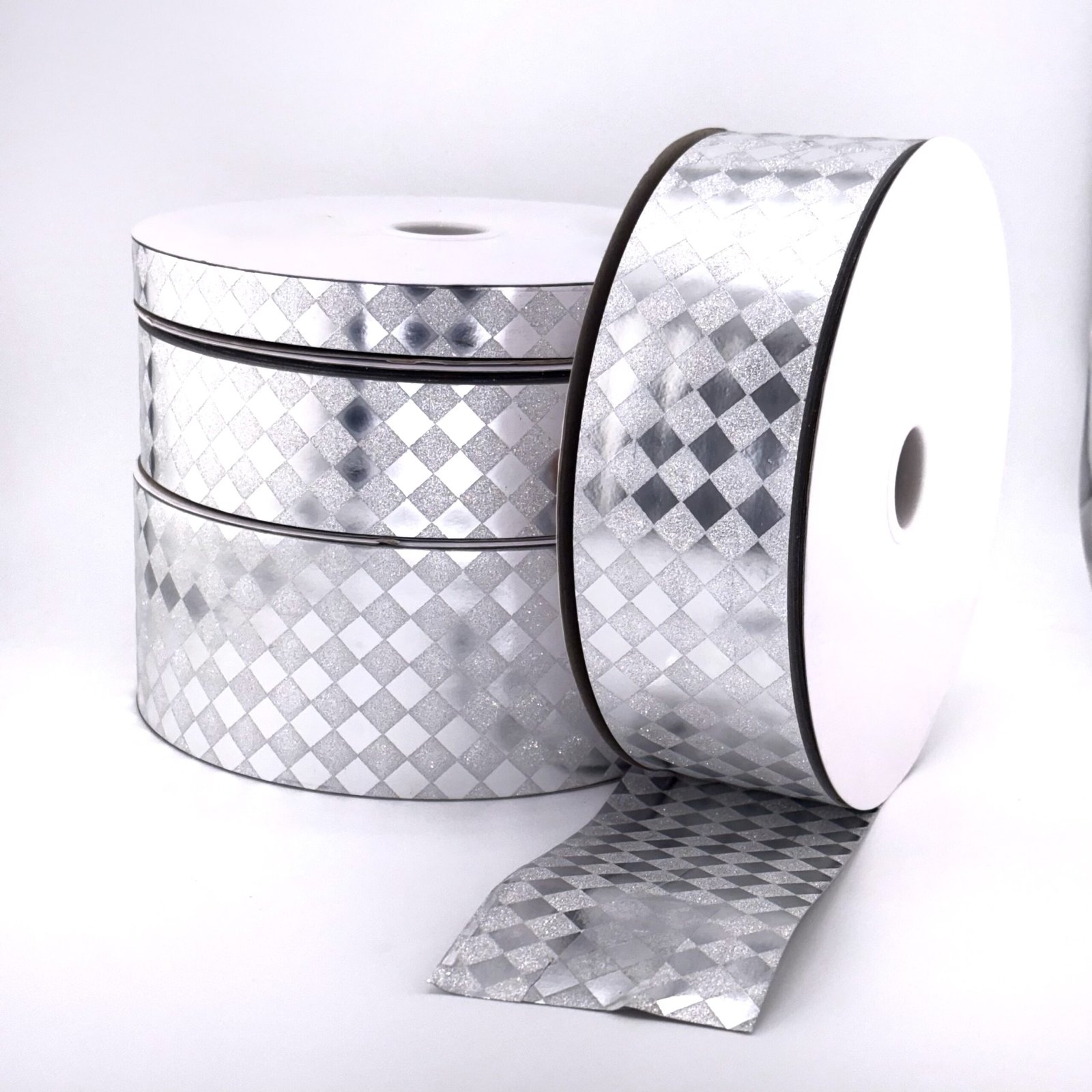 Ribbon – Diamond Dust Pattern - Dymondz (Diamond Dust Pattern ) #3 – 100 yds – Metallic Silver - Image 2