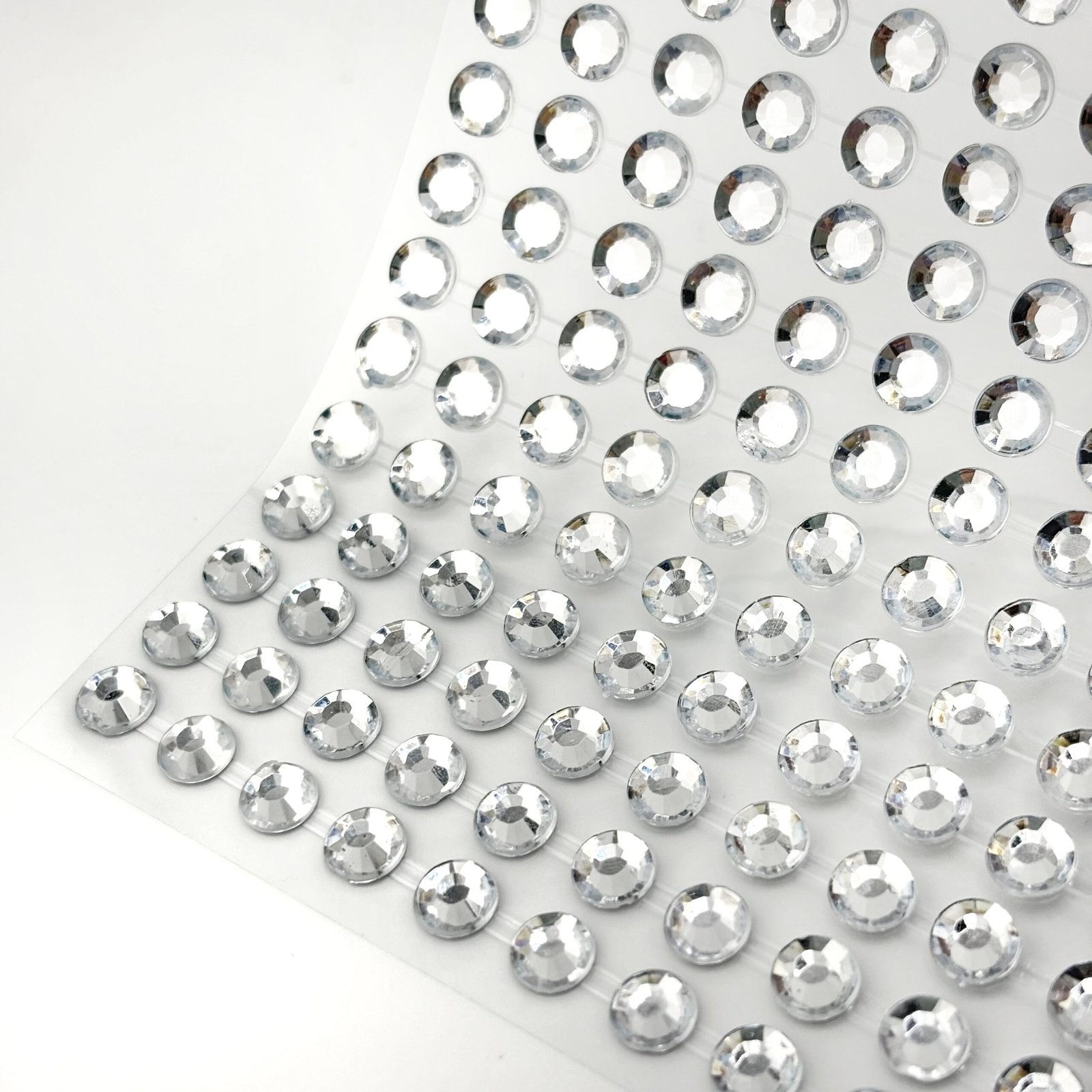 Bling - 6 mm Round Gems - Acrylic Stickers - (190 pcs) - Silver - Image 3