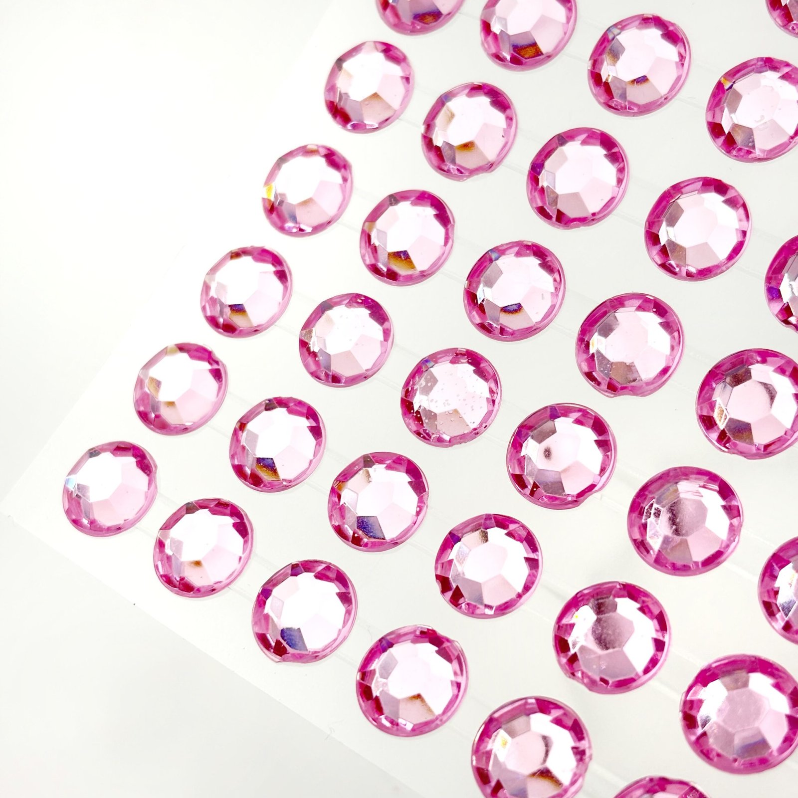 10mm pink acrylic sticker gems