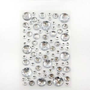 Acrylic stickers round silver gems