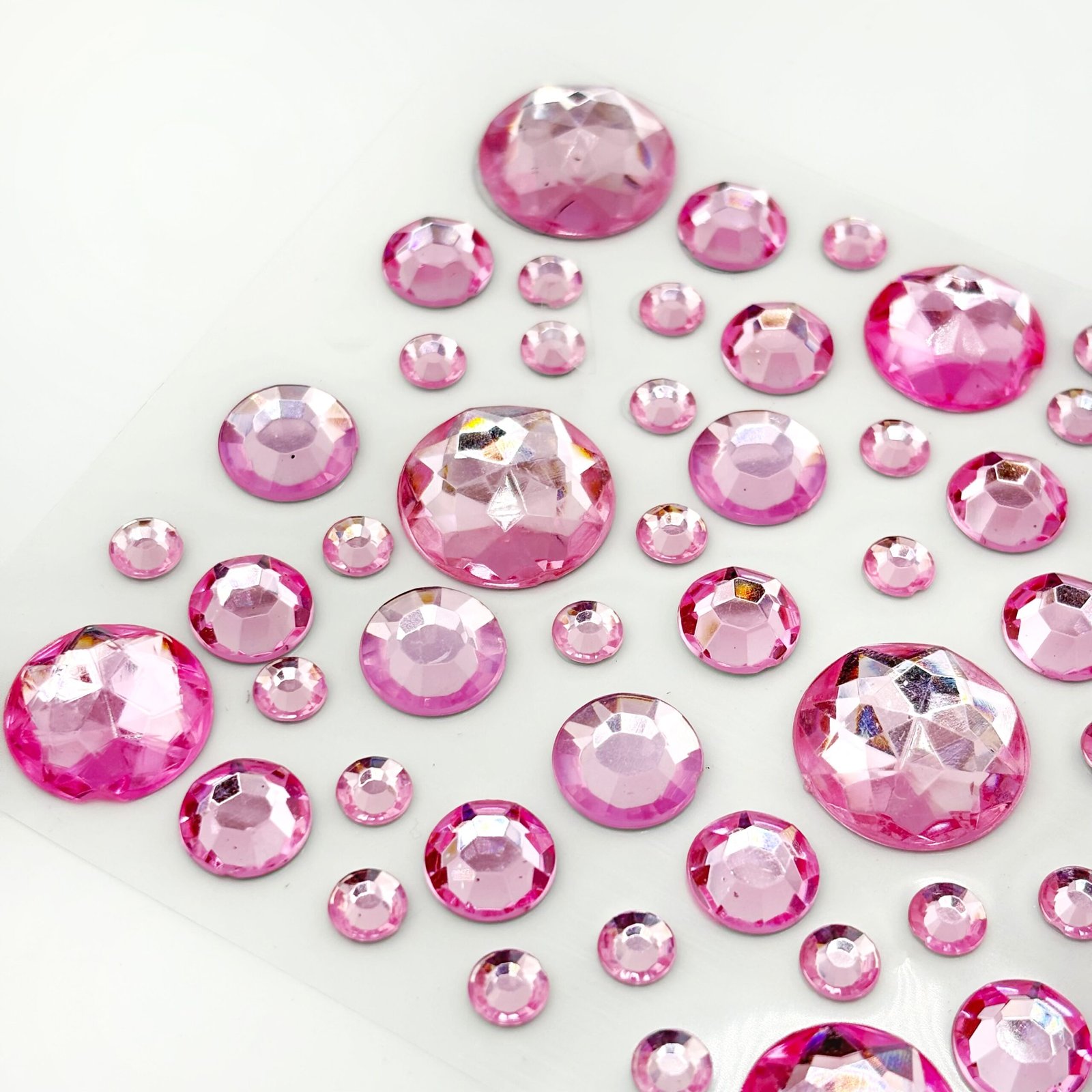 Acrylic stickers round pink gems