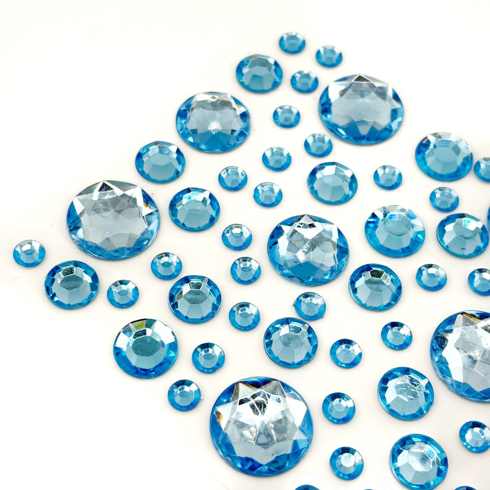 Acrylic stickers round blue gems