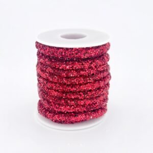 Cord - Glitter Tube Rope 1/4 inch - 5 yds - Red