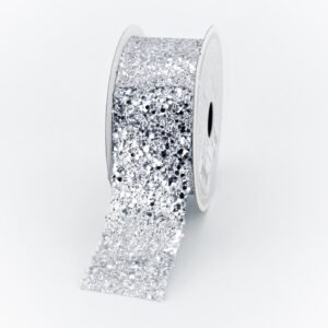 Ribbon - Sparkly Sequins 1.5 inch 10yds - Silver