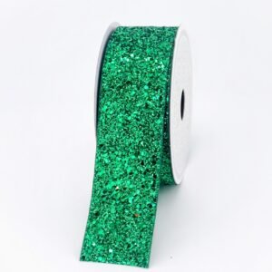 Ribbon - Sparkly Sequins 1.5 inch 10yds - Emerald Green