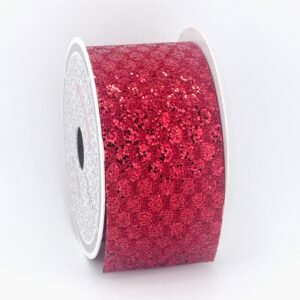 Ribbon - Glitter Oval Net - 2 inch (#16) 10yds - Red