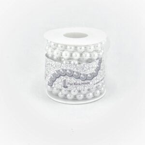 Bead - Flat Back Pearl String 8mm 5yds - White Iridescent