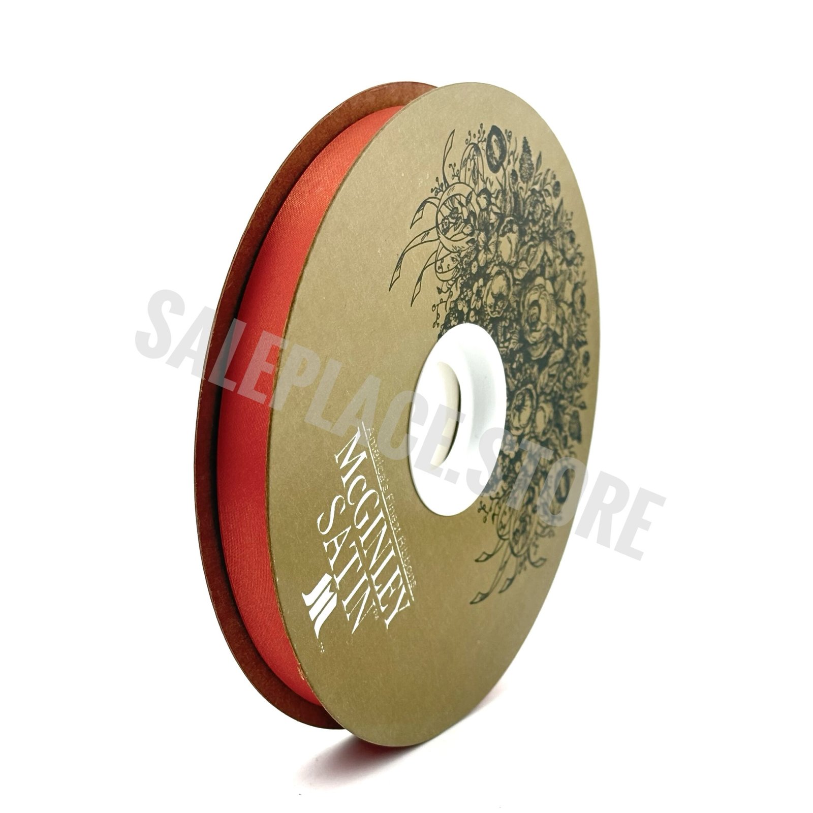 Ribbon - Satin Lustre / Luster (Gold Label) - #3 - 9/16" x 100 yds - Pumpkin (Darker Orange)