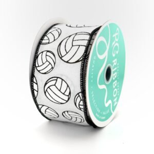 Ribbon - Wired - Sparkly Volleyball - #40 (2 1/2"x 10yds) - Black/White